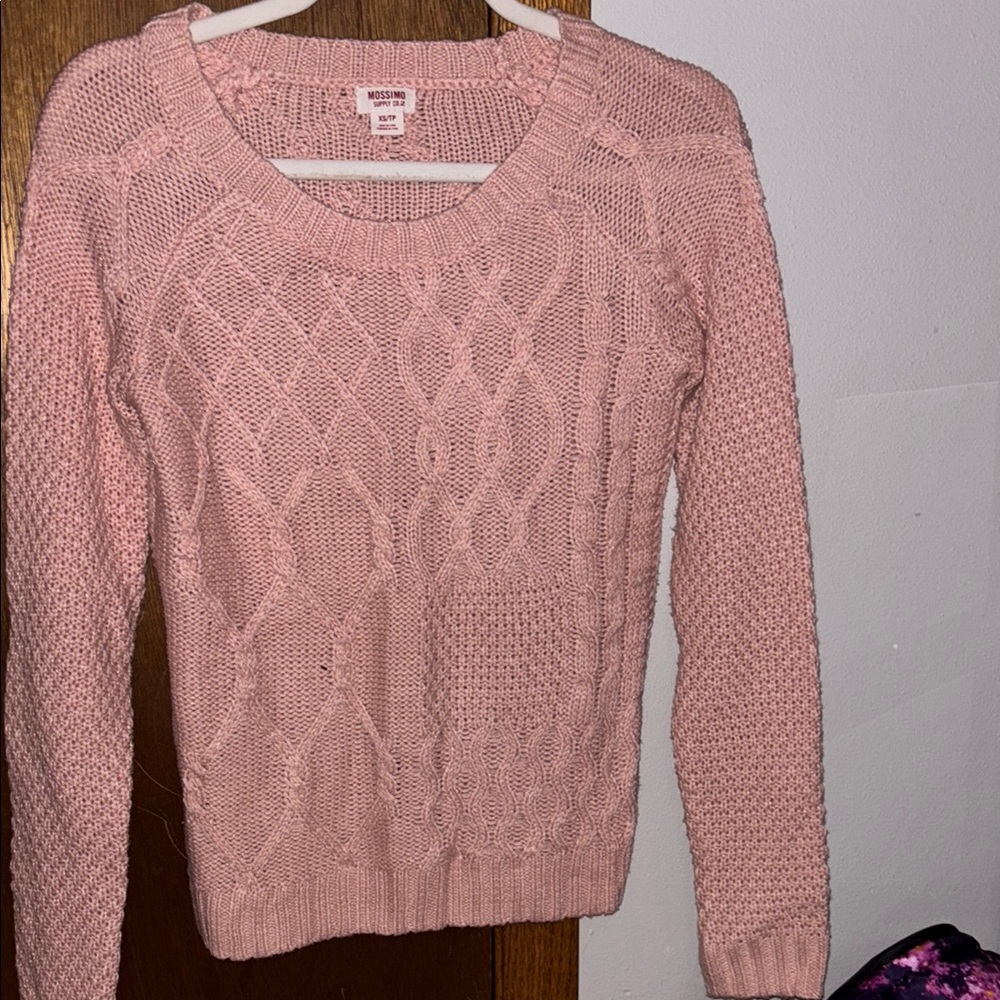 Hollister Pink Crew Neck Cable Knit Sweater